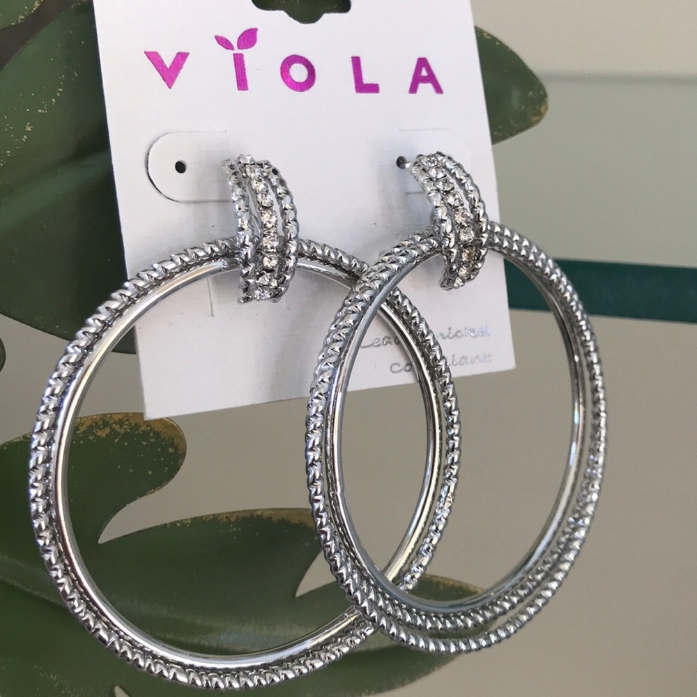 🌈3-Ring Rhinestone & Ribbed Hoop Earrings 💎